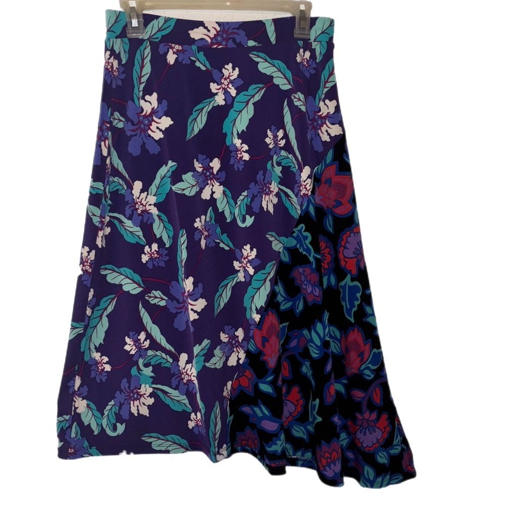 IMAN Floral A-Line Skirt - Purple and Blue